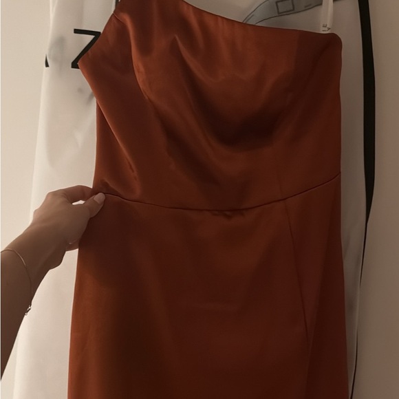 Azazie One-Shoulder Satin Dress in Rich Copper - Picture 6 of 9